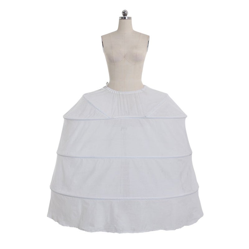 DUNHAO COS Women's White Crinoline Pannier Underskirt Victorian Dress (Long Pannier) - Image 3